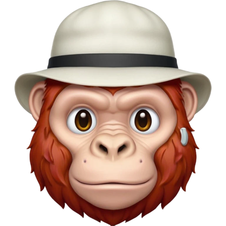 red haired gorilla head with white hat, apple style emoji, no text emoji