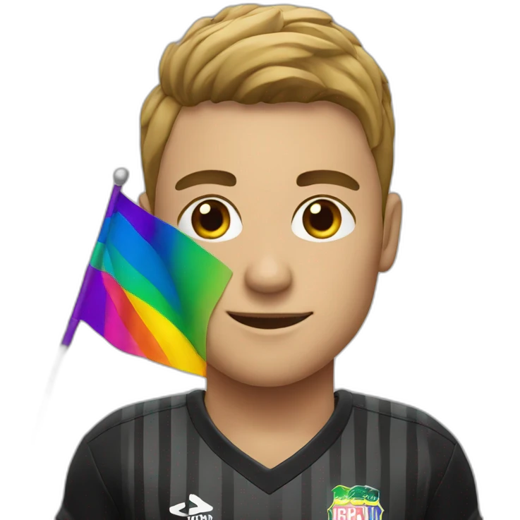 Footballer with gay flag emoji