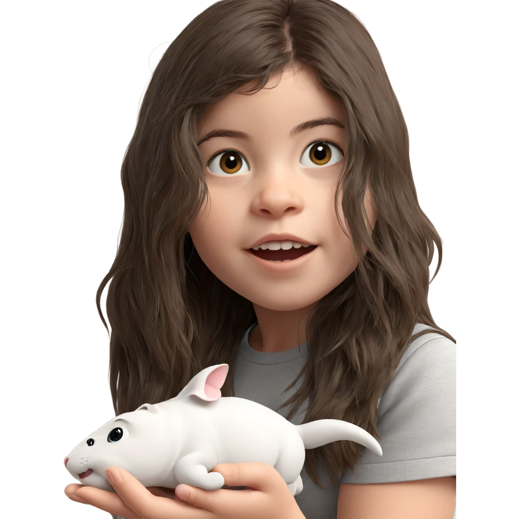 girl holding a small animal emoji