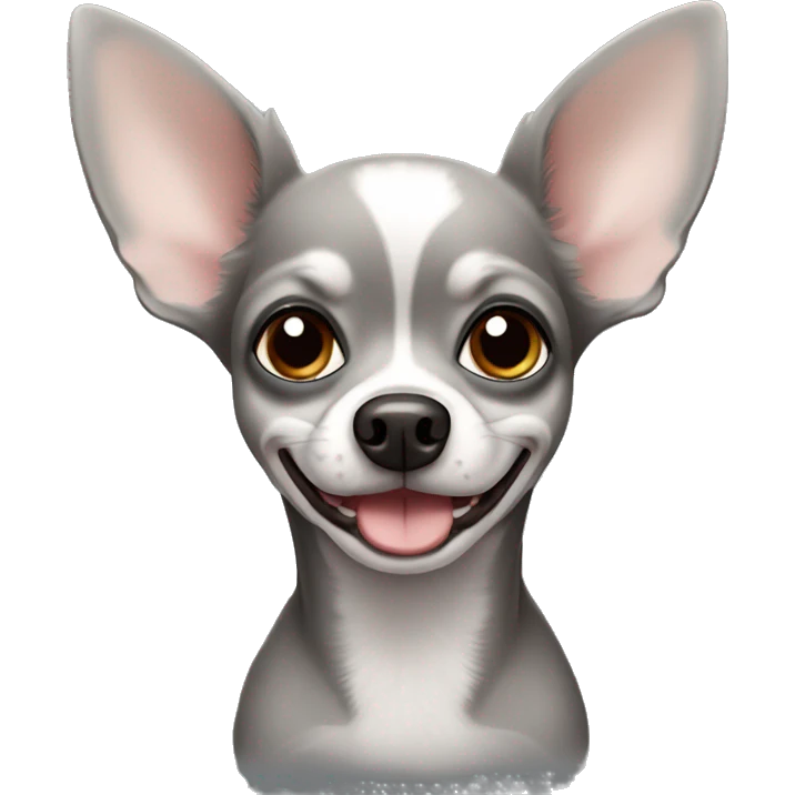 gray chihuahua with big ears cheerful emoji