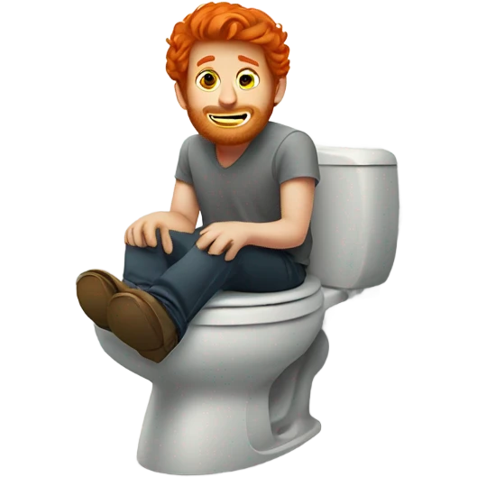 Red headed man sitting on the toilet emoji