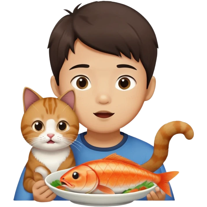 asian boy feasting a cat emoji