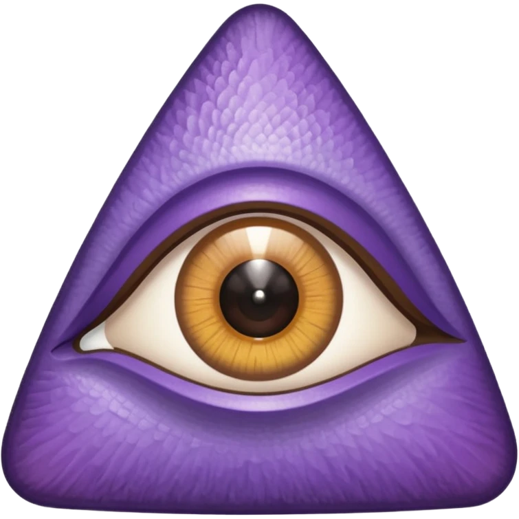 A triangle with a mix of colors as a border and a purple inside with an eye in the middle emoji