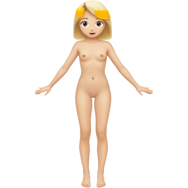 A nude blonde girl full body legs spread open emoji