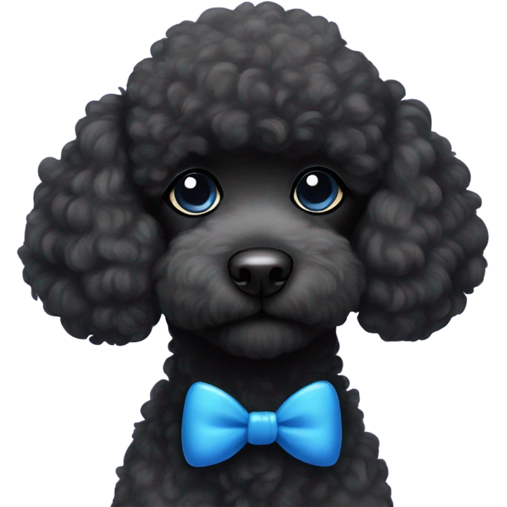 black poodle fluffy dog with blue bow  emoji