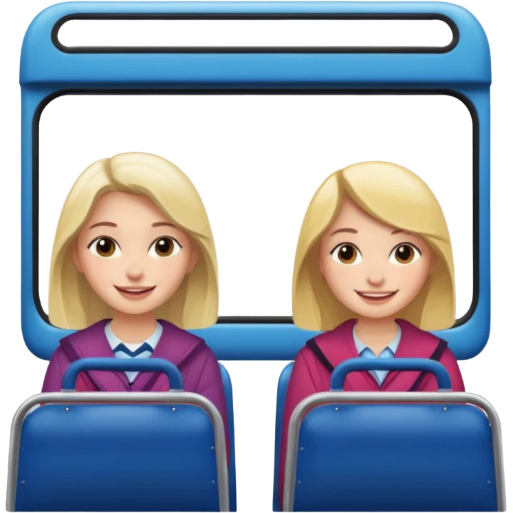 Two girls sitting on a bus emoji