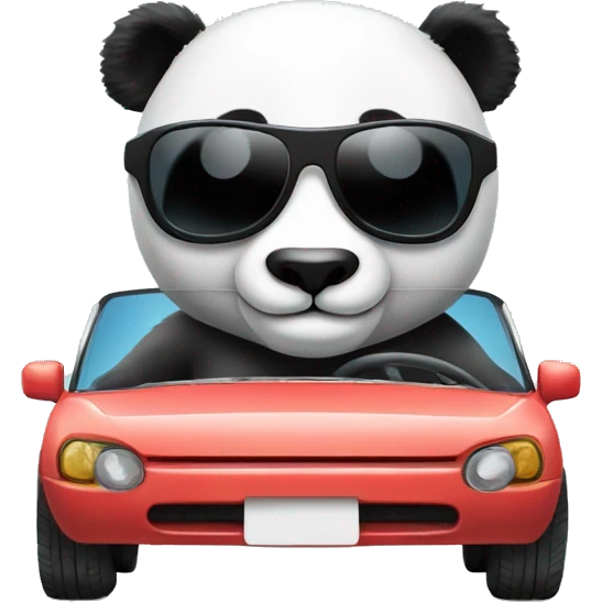 Panda bear in car with sunglasses emoji