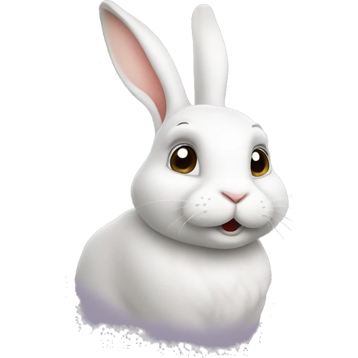 The white rabbit looks up emoji