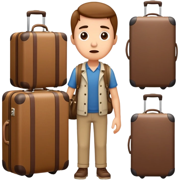 Lost luggage with traveler looking confused emoji