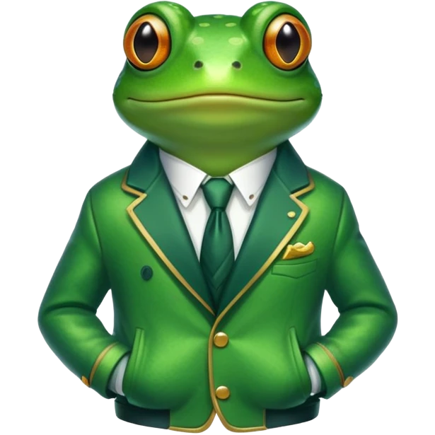 Frog saying hi with luxury jacket emoji