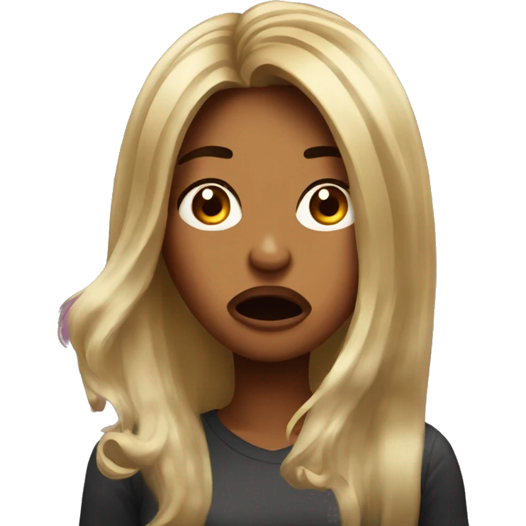 Shocked and grossed out women with long balayage hair emoji
