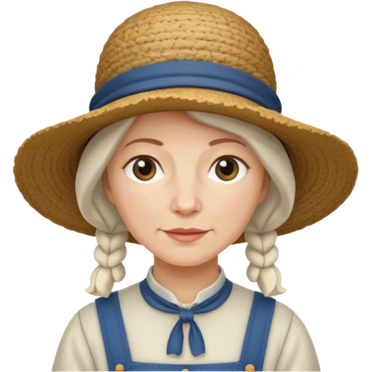 Puritan farmer female middle age white bonnet hat amish emoji