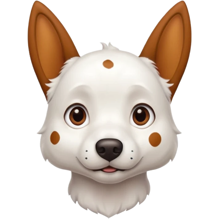 White dog with brown pointy ears and spots emoji