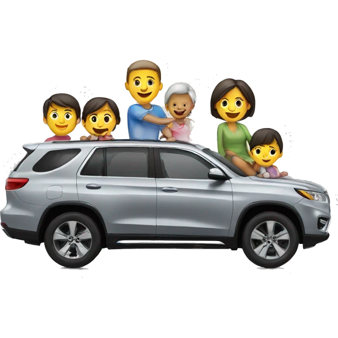 SUV with family seated emoji