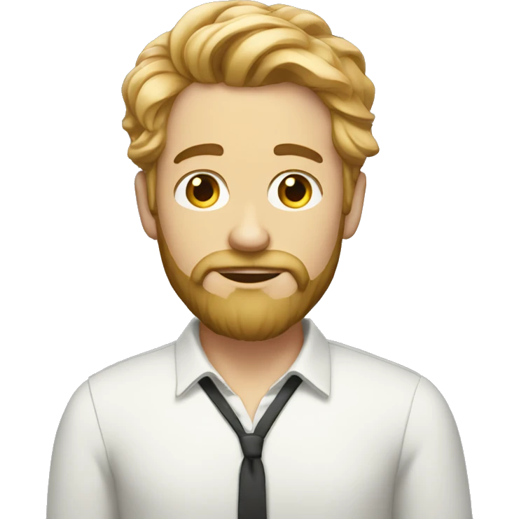 A white man with a beard and a fashionable hairstyle is intrigued emoji