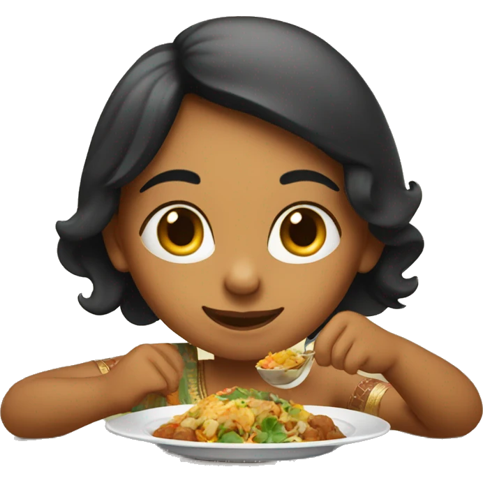Indian girl enjoying a meal emoji