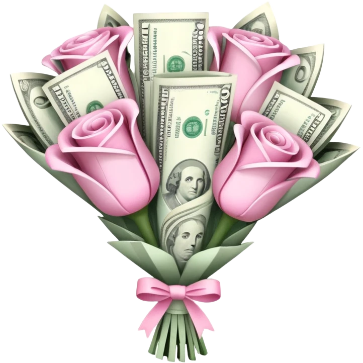 pretty pink bouquet made of money emoji