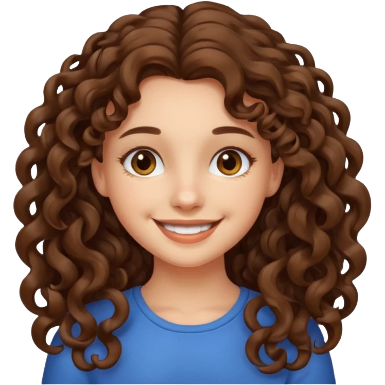 crée moi une jeune fille très belle avec les cheveux bouclés long brune emoji