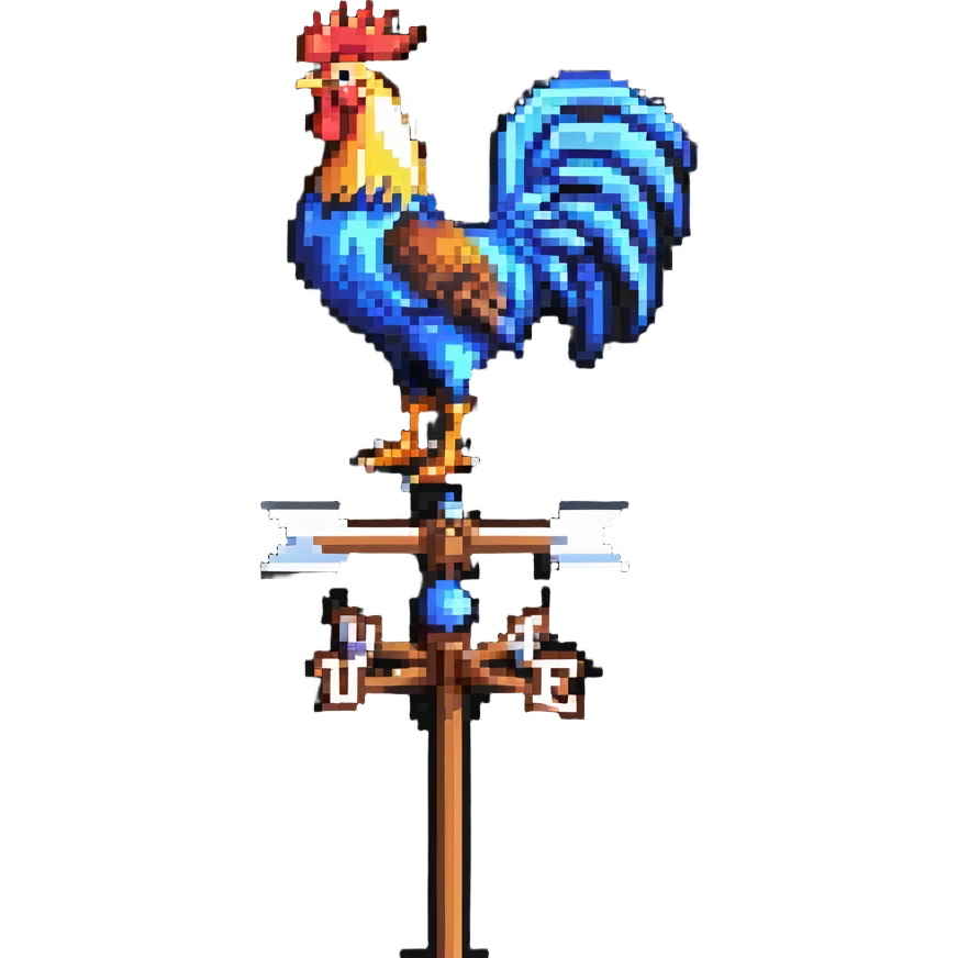 weathervane with rooster in pixel art style emoji