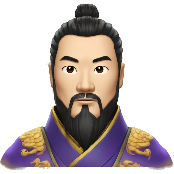 /imagine prompt: "emoji style portrait of Qin Shi Huang, Emperor of China, wearing a dragon robe, a determined expression on his face, detailed and realistic" --v 4 --q 2 emoji
