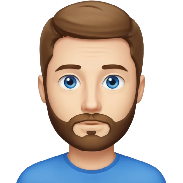 Man met een korte baard en felle blauwe ogen rost haar emoji
