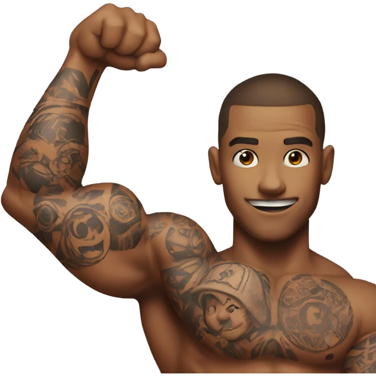 Flexing arm brown tattoo sleeve  emoji