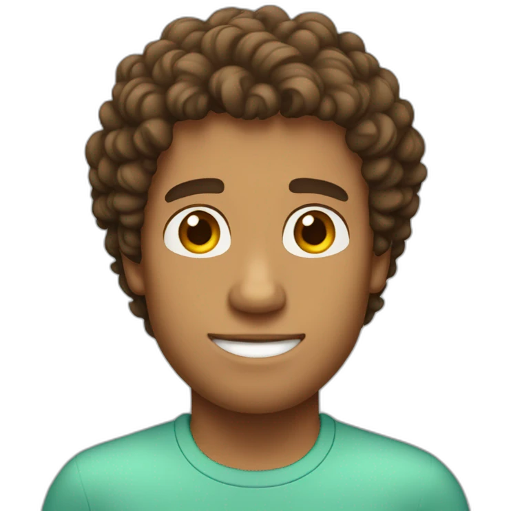 Man with curly brown hair and tanned skin  emoji