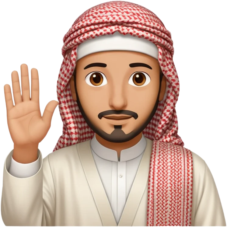Saudi man wearing traditional clothing, waving emoji