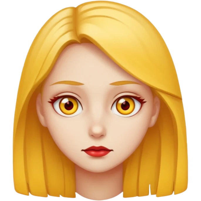 A girl with yellow eye and with An red eye and half smart  emoji