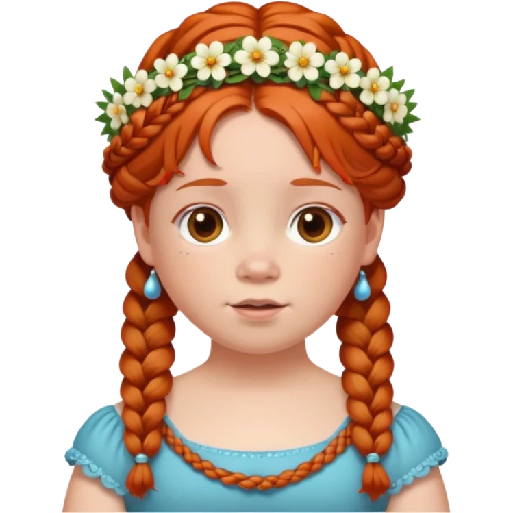 fat redhead kid with braids and floral tiara emoji
