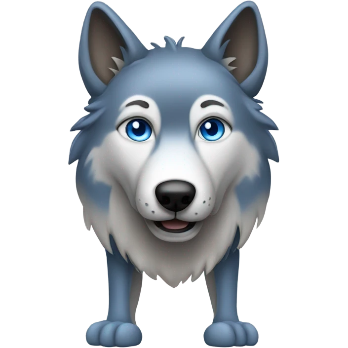 Fully body wolf dog with blue eyes emoji