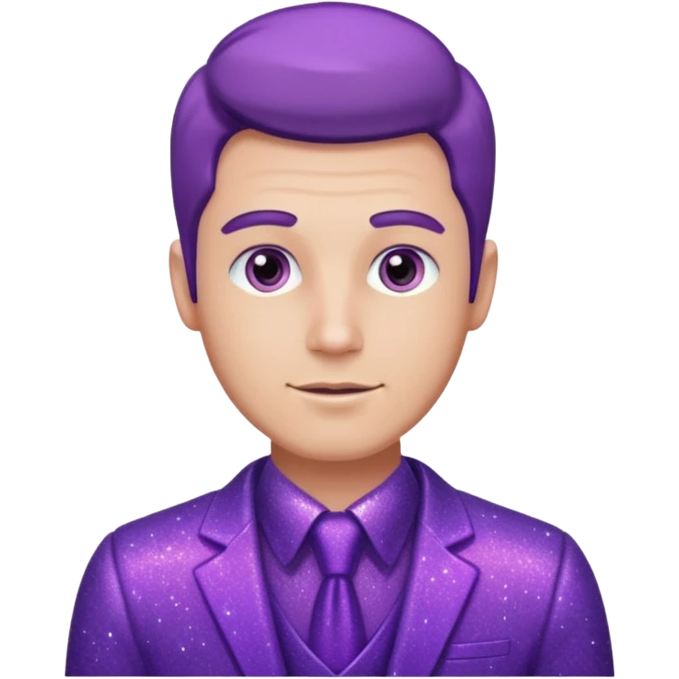 man office supervisor wearing glitter purple glittery clothes emoji