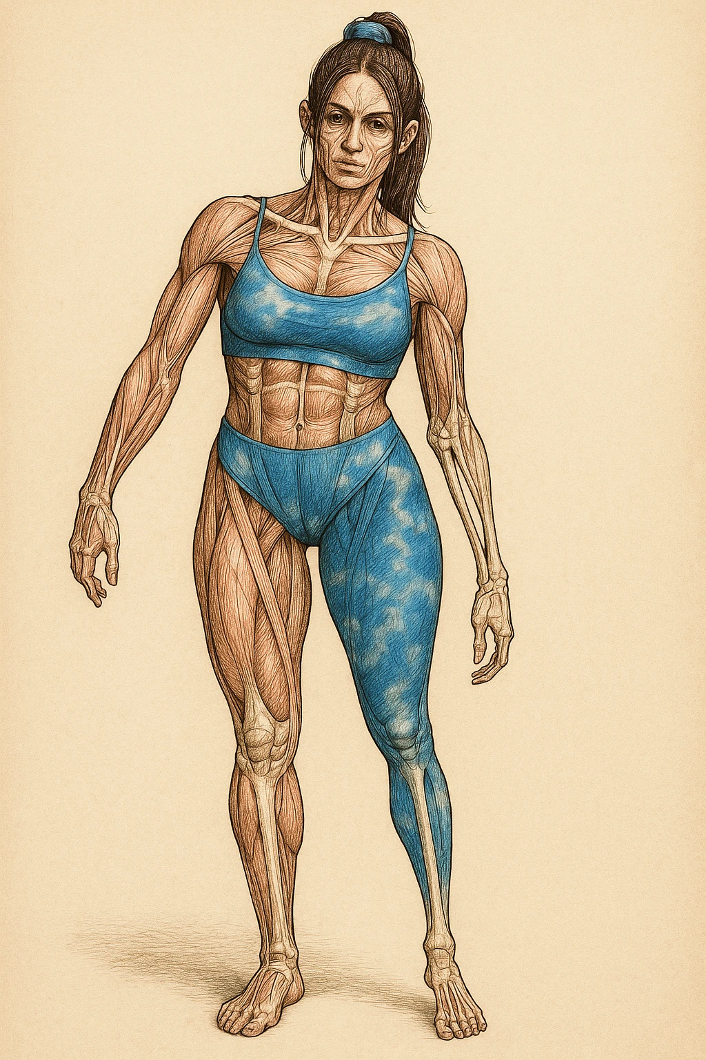 Anatomical style inspired by the photo: one leg much smaller and thinner than the other, highlighting the difference between the two legs, anatomical style, variant 5. emoji
