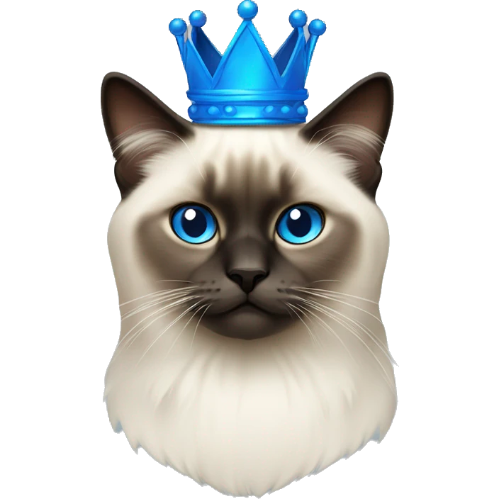 Birman cat with blue crown emoji