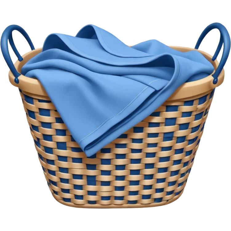 white LAUNDRY BASKET WITH FOLDED blue CLOTHES emoji