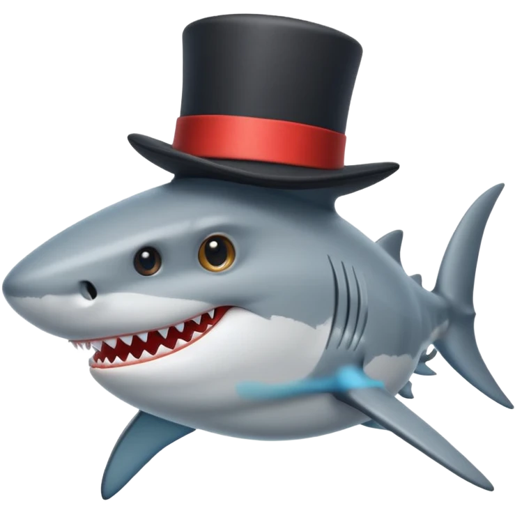 Shark with a top hat emoji
