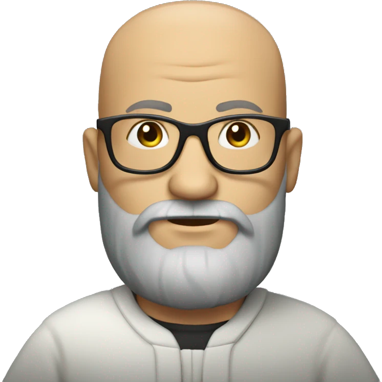 bald man with full beard and glasses reading bible emoji