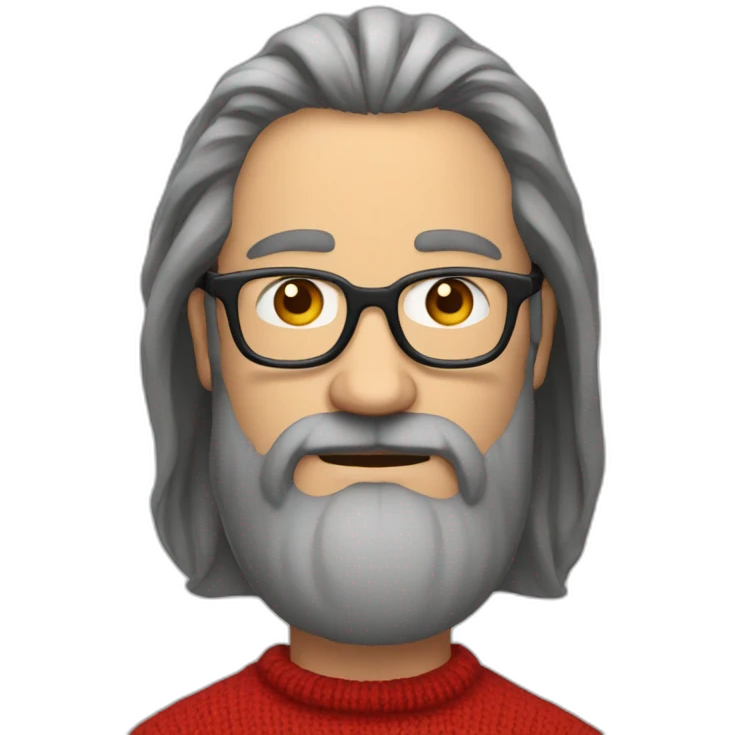 Middle age man with long beard and not very long hair and in glasses and in red sweater emoji