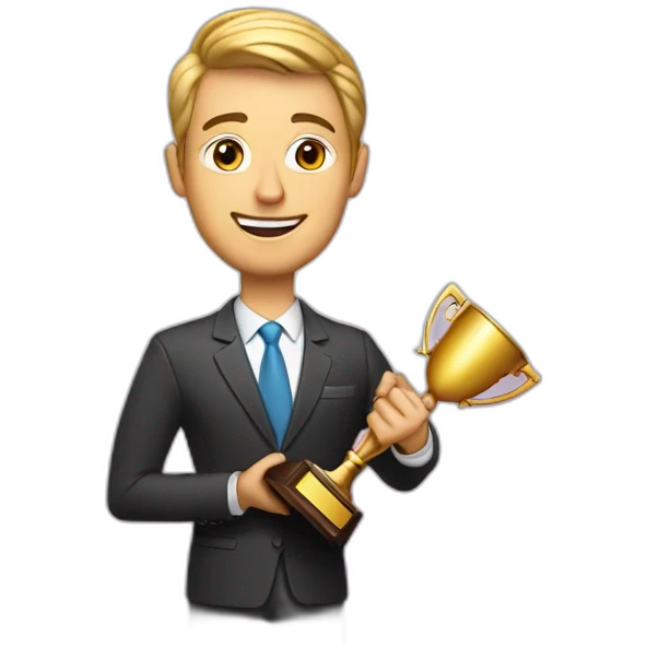 television game show host holding a trophy emoji