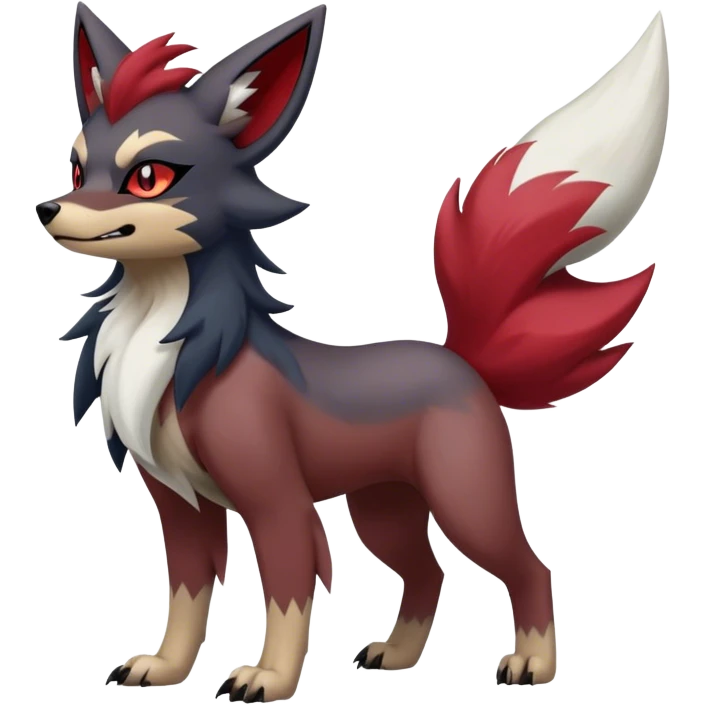 Zoroark-Zorua-Lycanroc-hybrid full body emoji