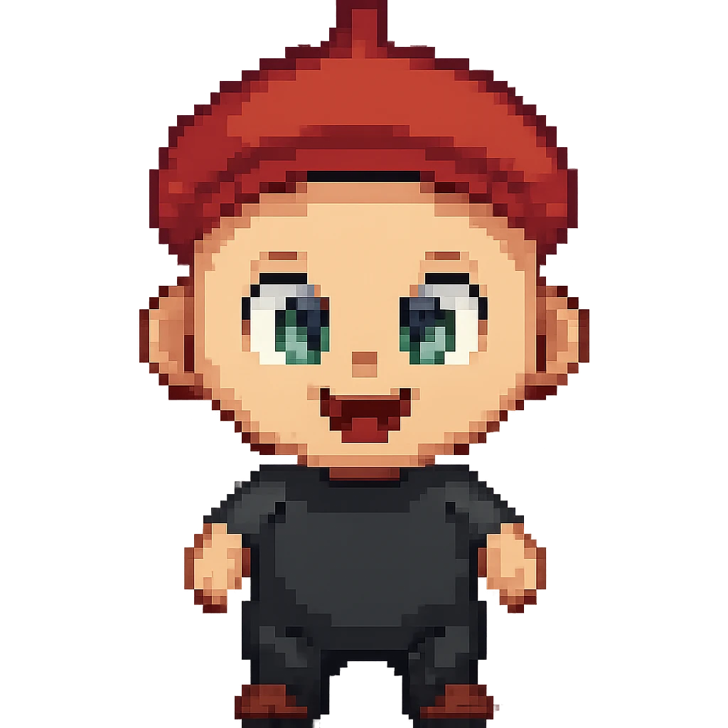 Jack Jack in the style of pixel art with a hat emoji