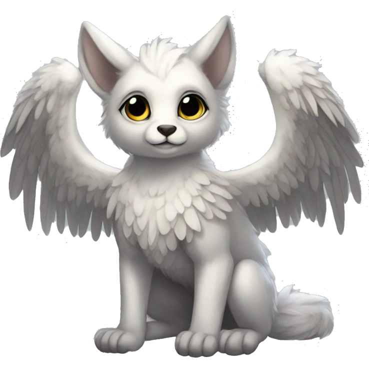 Anthro shy cute winged animal hybrid full body emoji