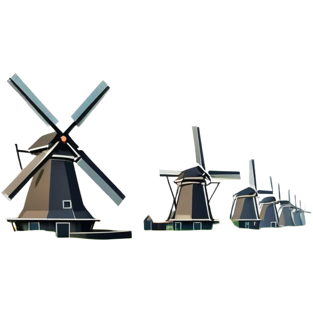 cinematic-realistic-kinderdijk-windmills-landmark-emoji,-showcasing-traditional-dutch-windmills-aligned-along-a-tranquil-canal,-with-lush-green-fields in a picture frame emoji