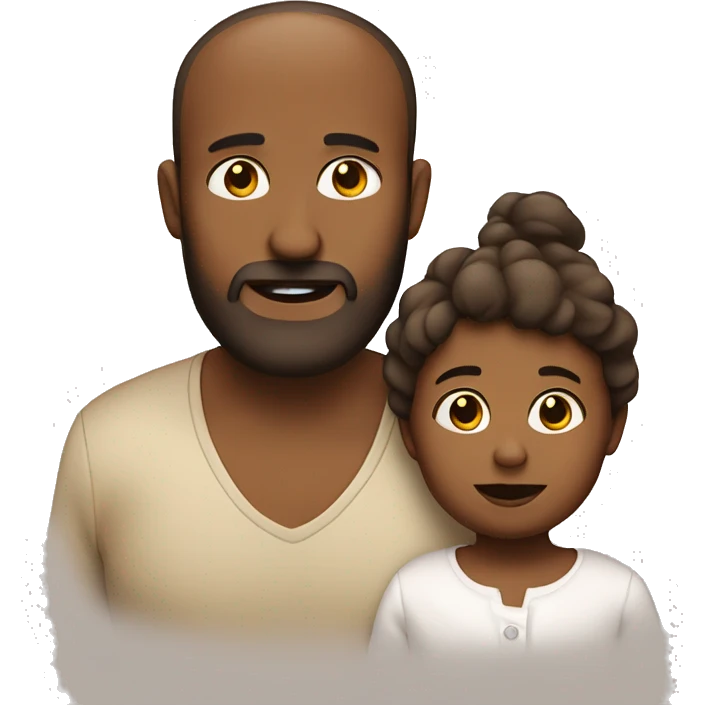 brown mum and baby with white dad with beard emoji