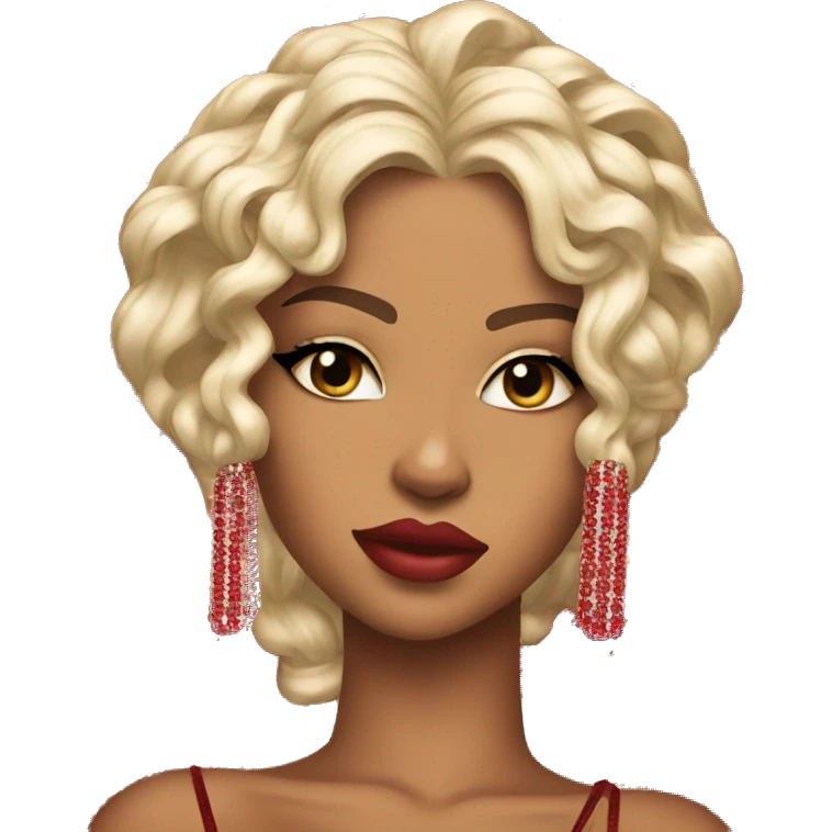Doja Cat red rhinestone look  emoji