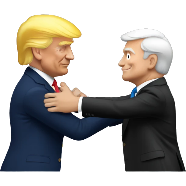 A hug between Emmanuel Macron and Trump emoji