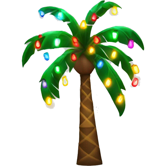 Palm tree with colorful Christmas lights emoji