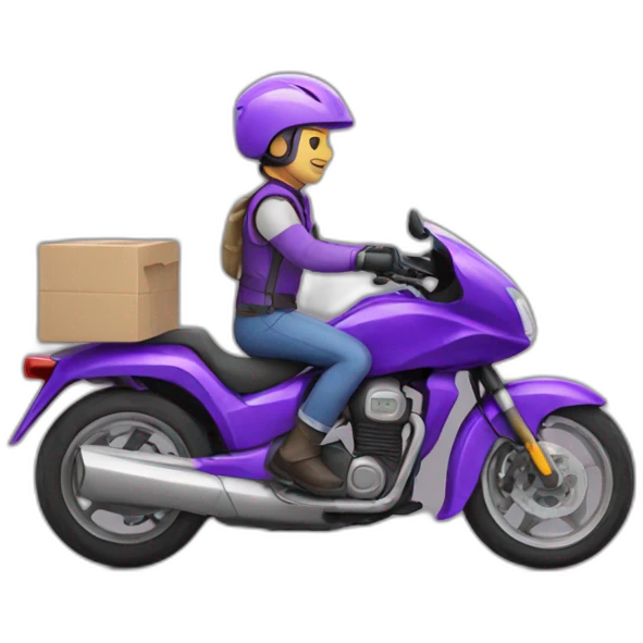 Bike delivery and rider with purple helmet emoji