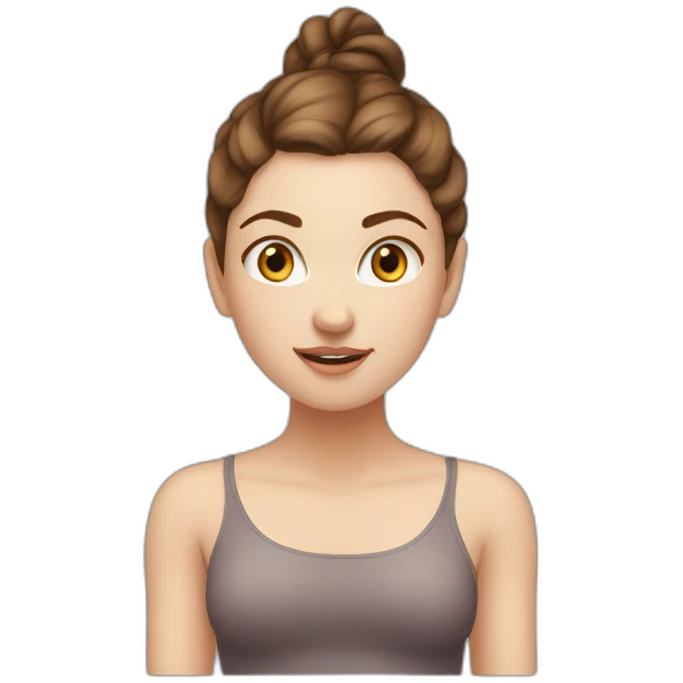 White girl brown hair in malasana emoji