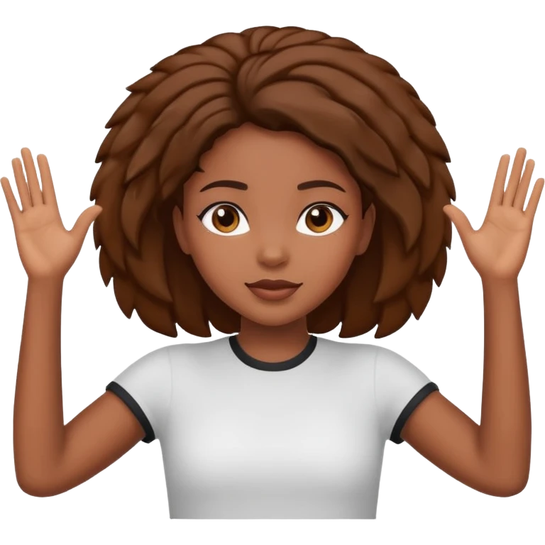 black girl with her hands up emoji